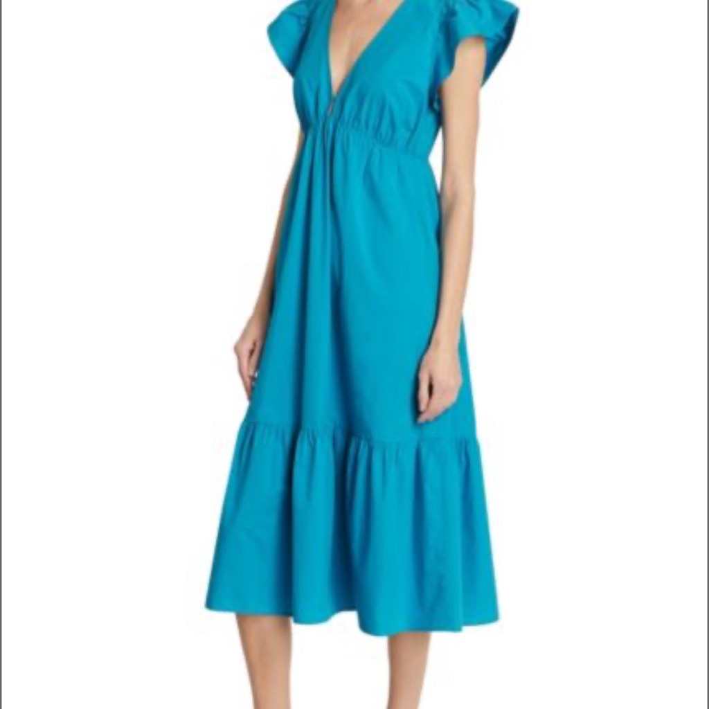 Rails Tina Flutter Midi Vneck A-Line Elegant Women's Dress Large